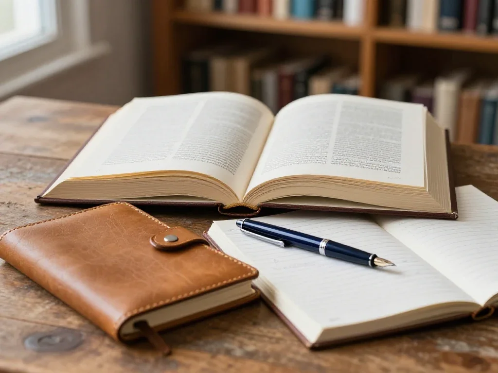 Espace de travail avec livres et notes pour une analyse approfondie et nuancée.